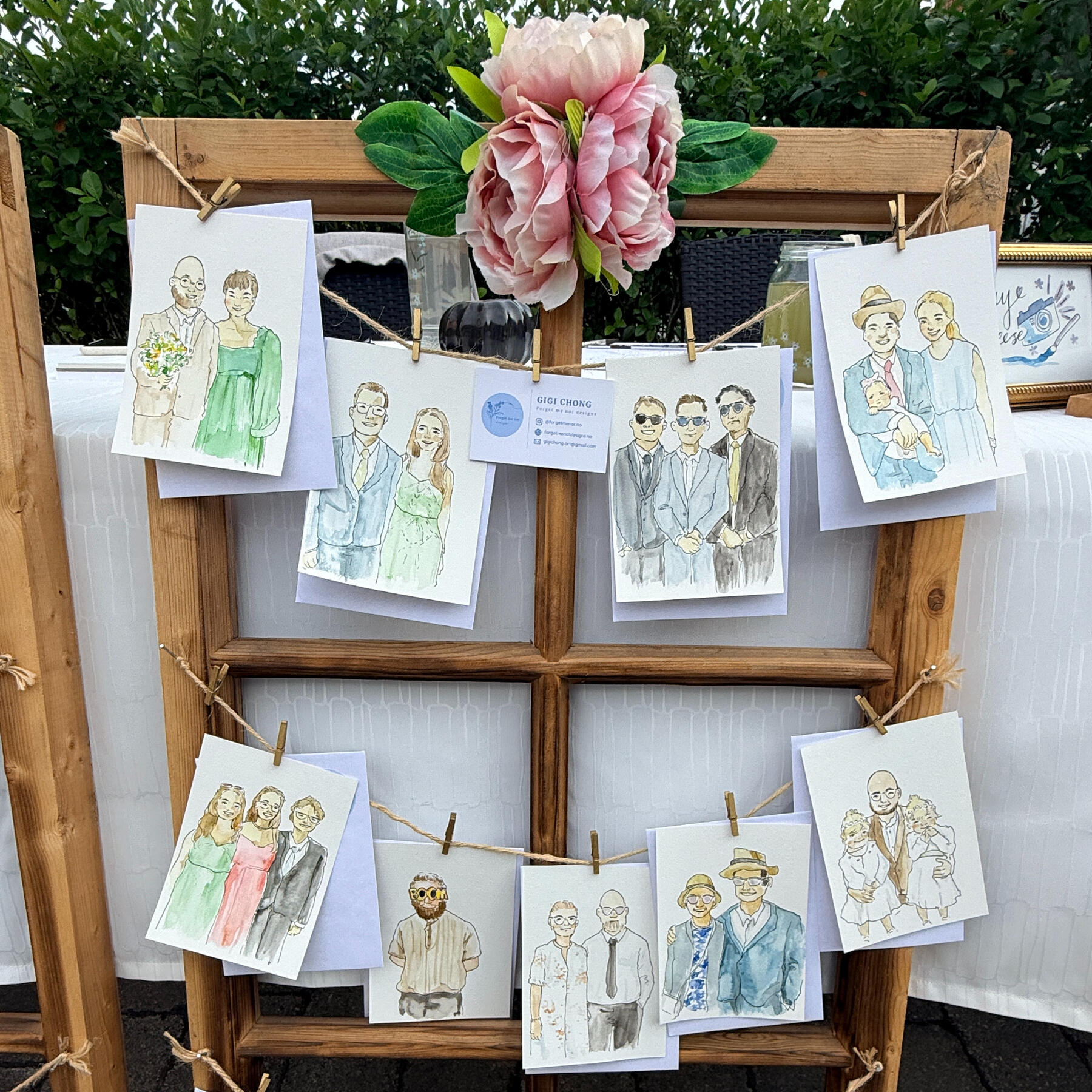 Live-illustrasjon av gjesteportretter på bryllup. For deg som ønsker det lille ekstra.